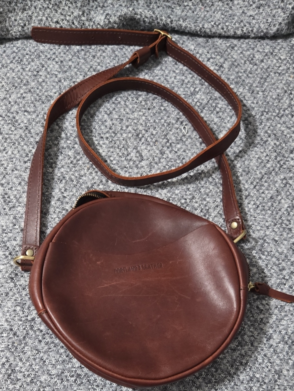 Portland Leather Brown Round Leather Belt Bag